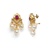 Bhanumati 18K Gold Polki Diamond and Pearl Drop Earrings zaveribros.com