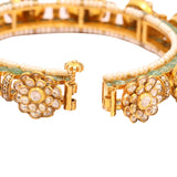 Floral Traditional 18K Gold Polki Bangle zaveribros.com