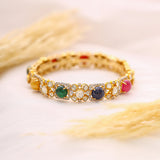 Navratan 18K Gold Polki Bangle zaveribros.com