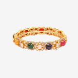 Navratan 18K Gold Polki Bangle zaveribros.com
