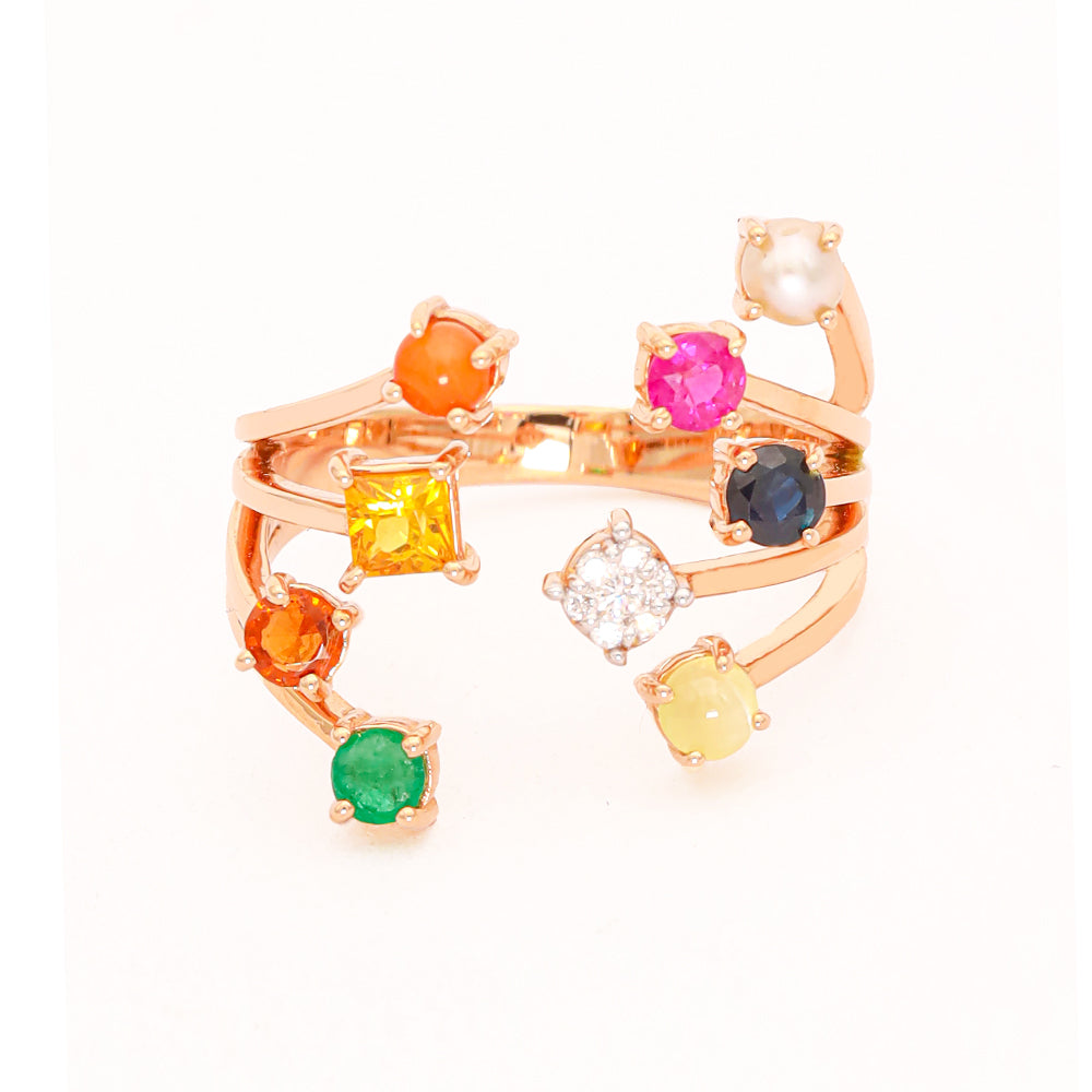 Buy Navya Chic Navratna Ring | Zaveri Bros