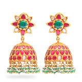 Rose Ruby Gold Jhumkas zaveribros.com