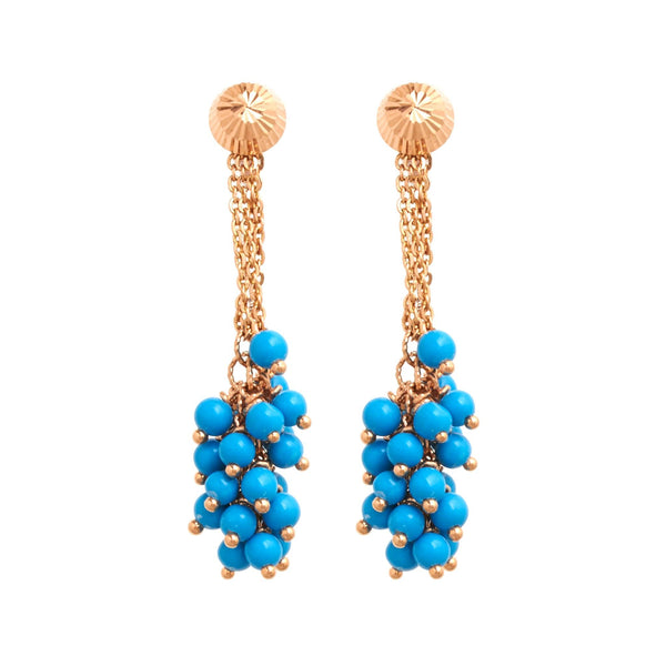 Enchanting Turquoise Gold Tassel Earrings - zaveribros.com