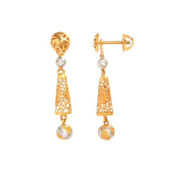 Two Tone Modern Gold Drop Earrings - zaveribros.com