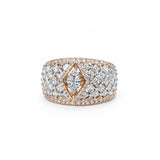 Yara 18K Rose Gold Wide Diamond Cluster Band Ring zaveribros.com