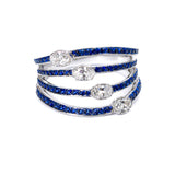 Bhavya 18K White Gold Multi Band Diamond and Blue Sapphire Ring zaveribros.com