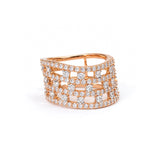 Yashika 18K Rose Gold Diamond Wide Band Ring zaveribros.com