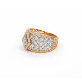 Yara 18K Rose Gold Wide Diamond Cluster Band Ring zaveribros.com