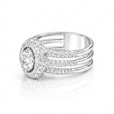 Anupama 18K Diamond Halo Ring with Multi Row Pave Band zaveribros.com