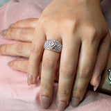 Yara 18K Rose Gold Wide Diamond Cluster Band Ring zaveribros.com