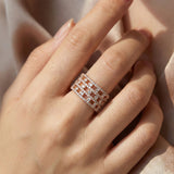 Yashika 18K Rose Gold Diamond Wide Band Ring zaveribros.com