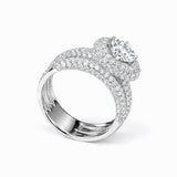 Anupama 18K Diamond Halo Ring with Multi Row Pave Band zaveribros.com