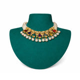 18K Gold Polki Diamond Navratna Pearl Necklace zaveribros.com