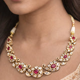 18K Gold Mango Design Polki and Diamond Necklace zaveribros.com