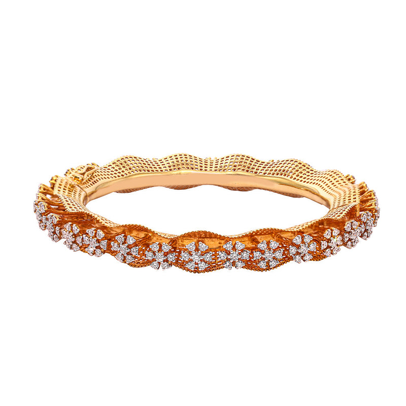 Radiant 18K Diamond Blossom Bangle zaveribros.com