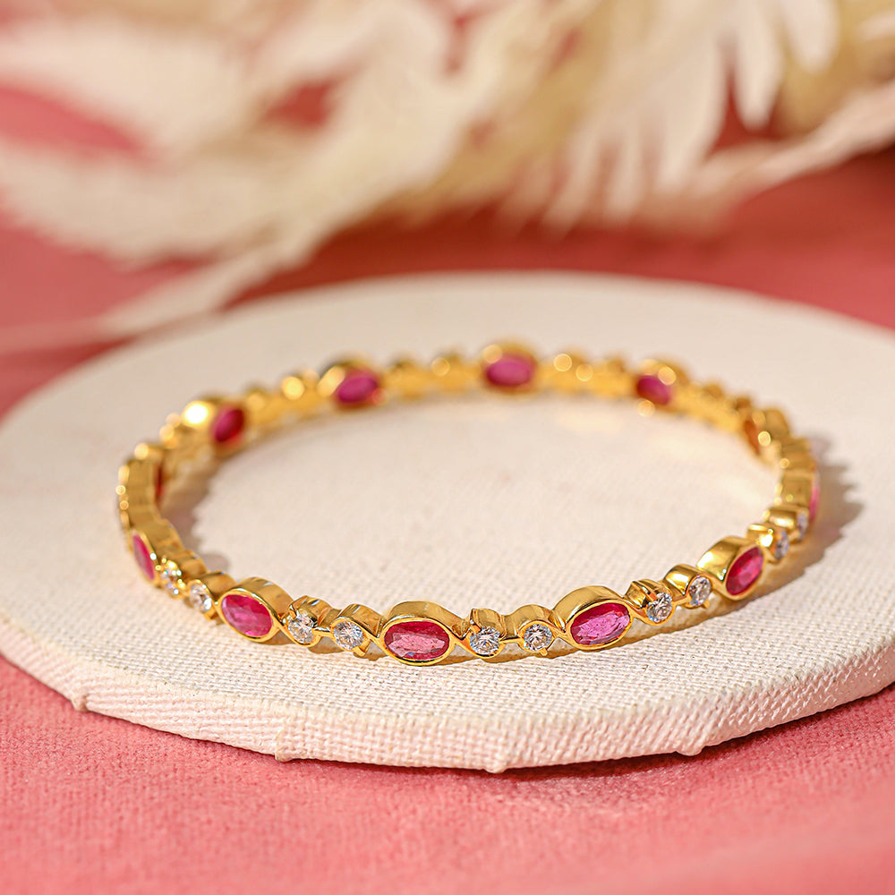 Buy Amara 22kt Gold Ruby and Diamond Bangle | Zaveri Bros