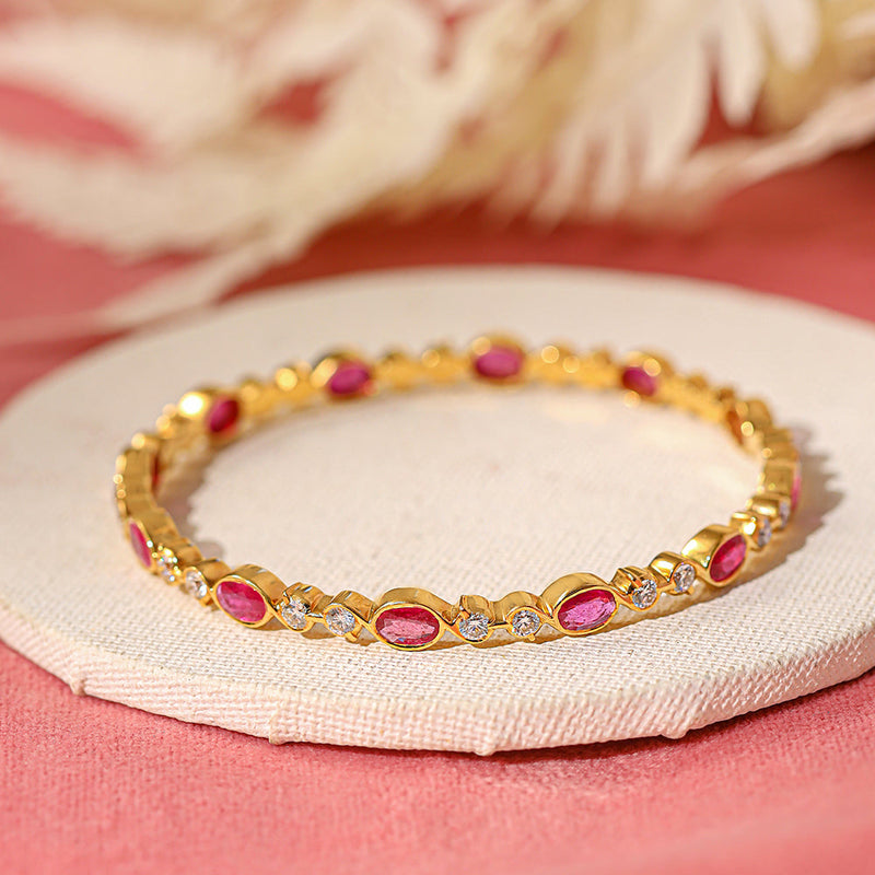 Amara 22kt Gold Ruby and Diamond Bangle zaveribros.com