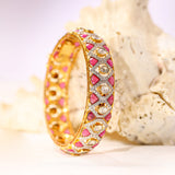 Floral 18K Gold Diamond Bangle zaveribros.com