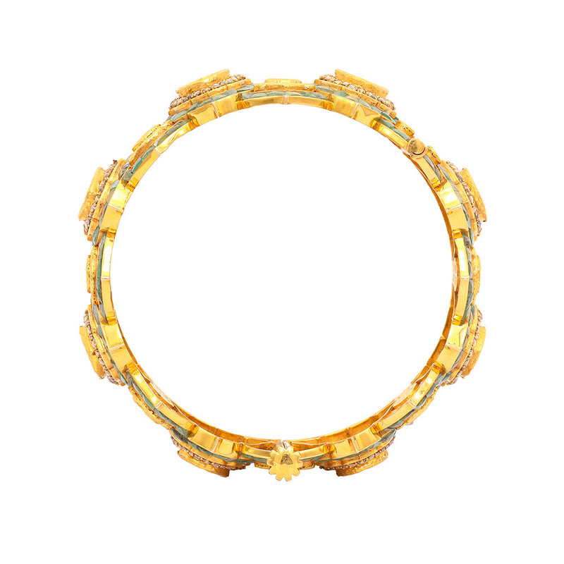 Yuvi Emerald 18K Gold Polki Bangle zaveribros.com