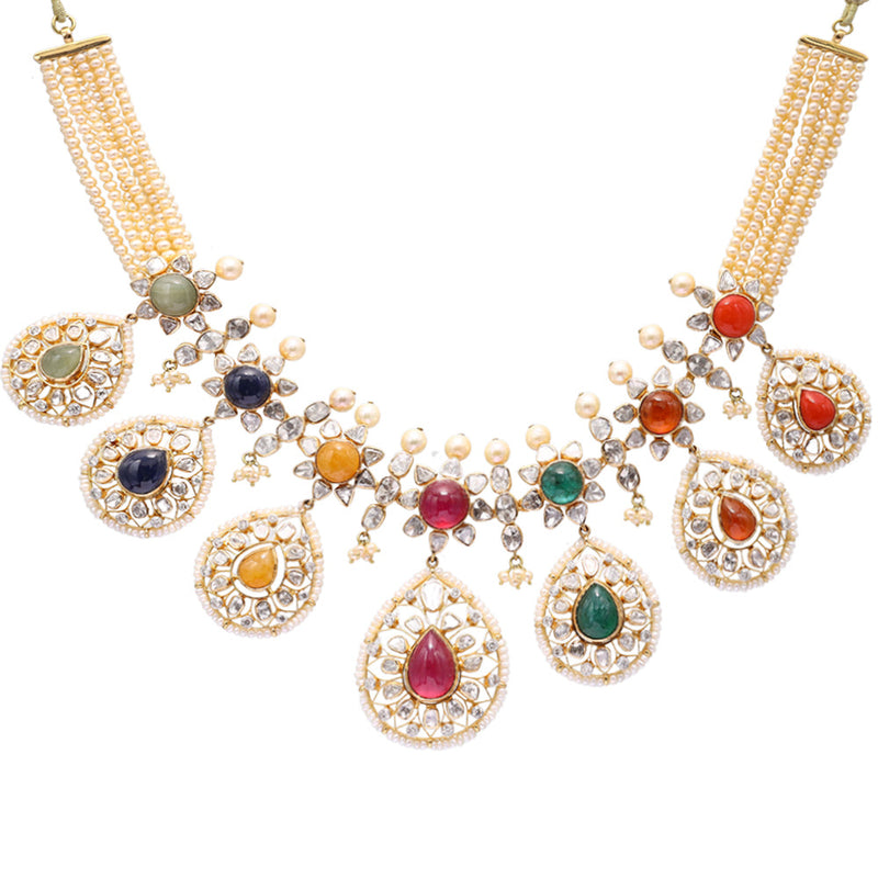 Jhanvi 18K Uncut Diamond Necklace zaveribros.com