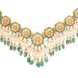 Majestic 18k Gold Polki Emerald and Pearl Necklace zaveribros.com