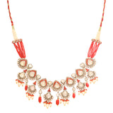 Elegant 18k Gold Coral Polki Necklace zaveribros.com