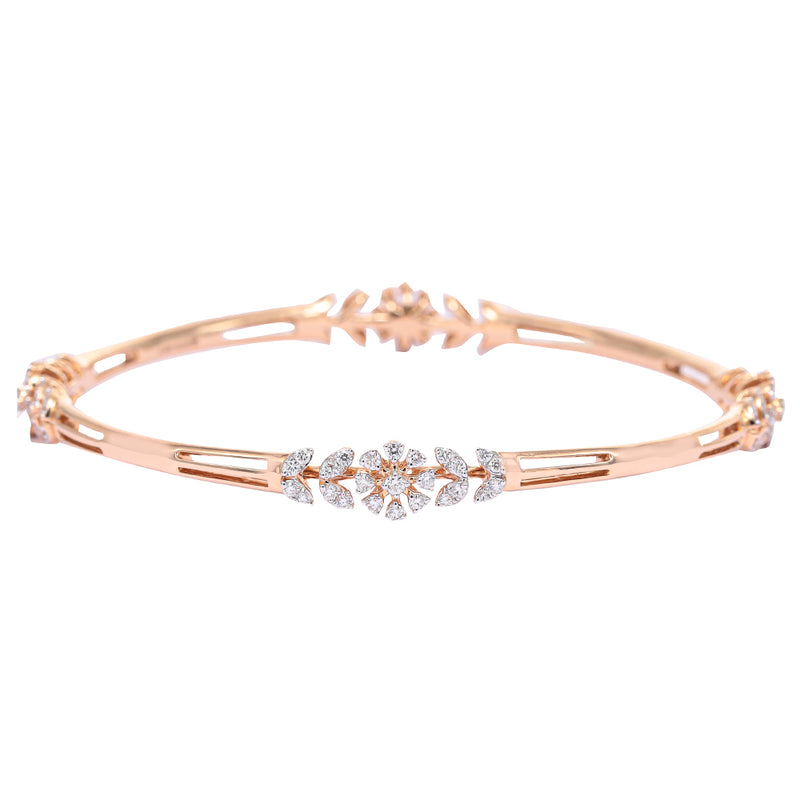 18K Gold Diamond Floral Bangle zaveribros.com