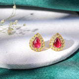 Crimson Elegance 22K Diamond Earrings zaveribros.com