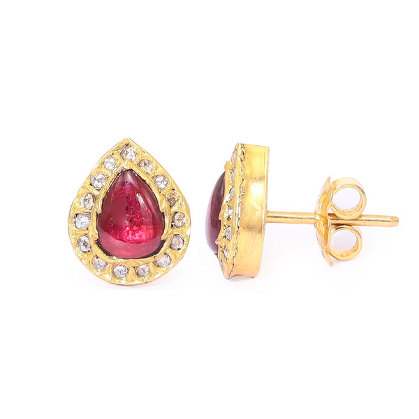 Crimson Elegance 22K Diamond Earrings zaveribros.com