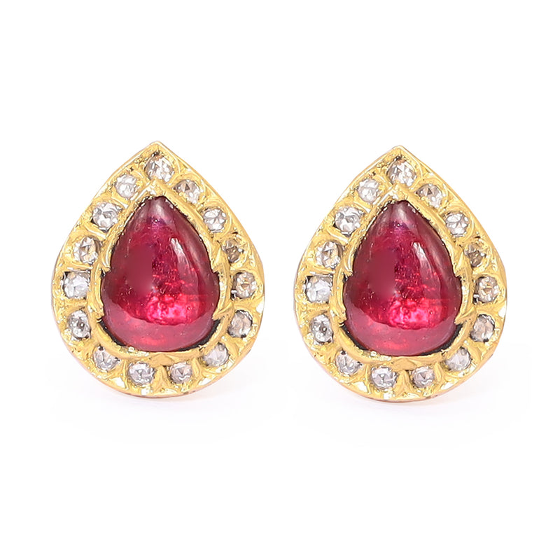 Crimson Elegance 22K Diamond Earrings zaveribros.com