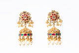 Regal Ruby Emerald Polki Jhumkas zaveribros.com