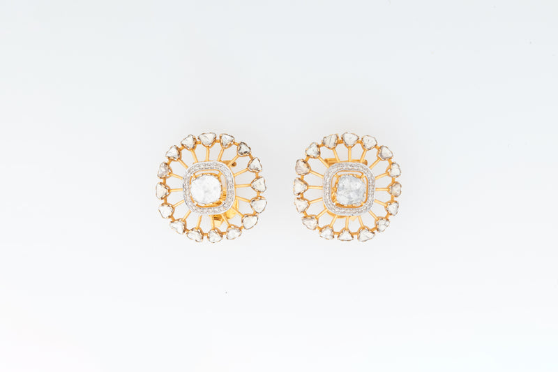 Majestic Gold Polki Diamond Clips zaveribros.com