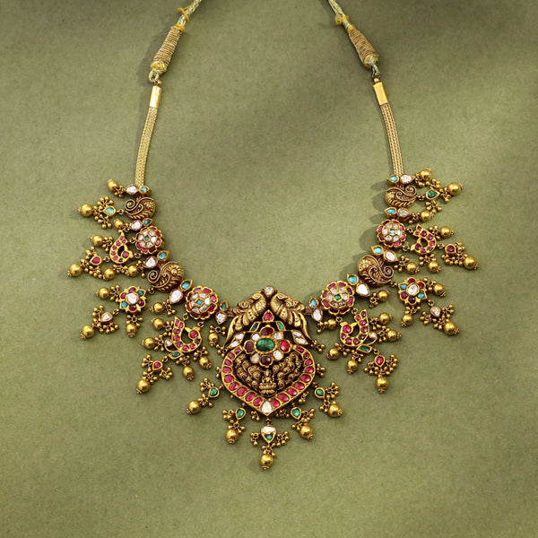 Heritage 22k Gold Polki Temple Necklace zaveribros.com