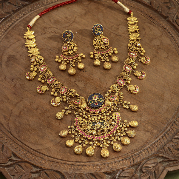 Imperial 22k Gold and Gemstone Maharani Necklace Set zaveribros.com