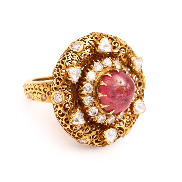 Gold and Ruby Cocktail Ring zaveribros.com