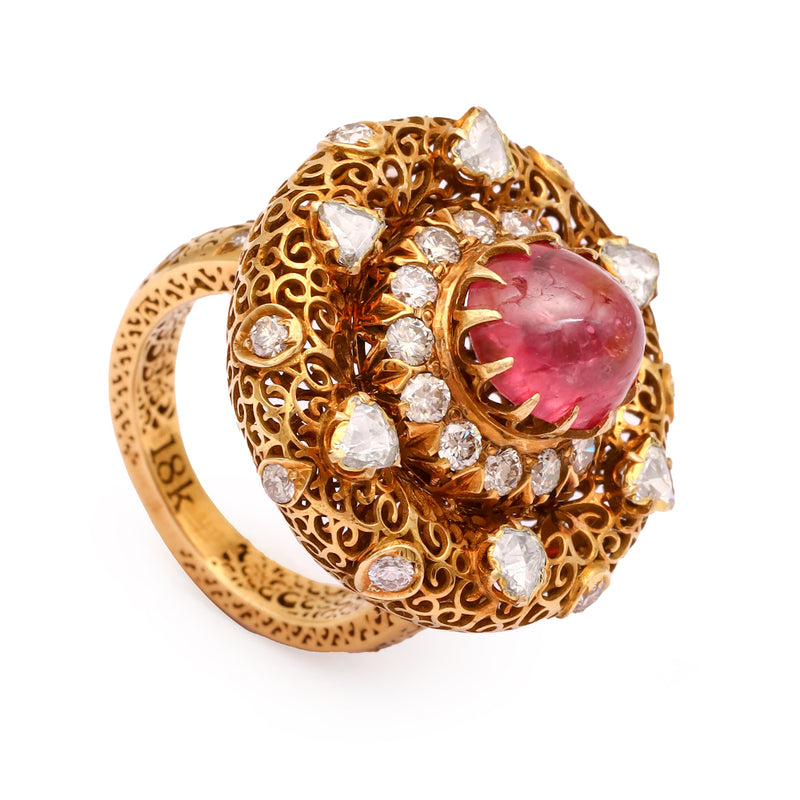 Gold and Ruby Cocktail Ring zaveribros.com