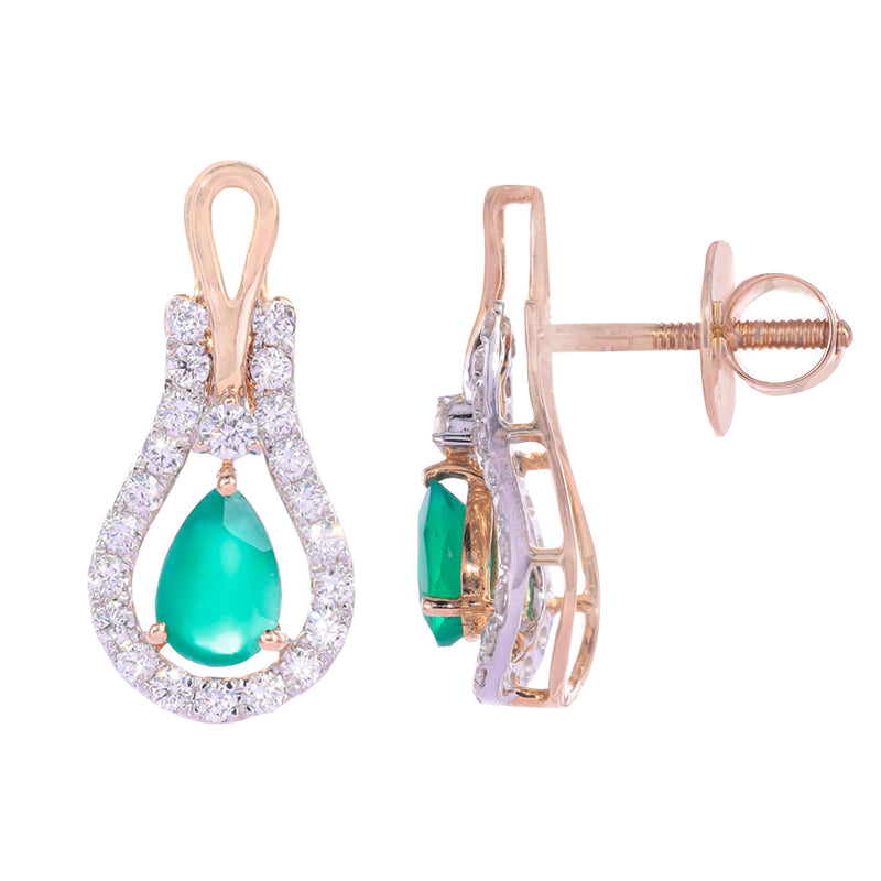 Emerald Grace Diamond Drop Earrings zaveribros.com