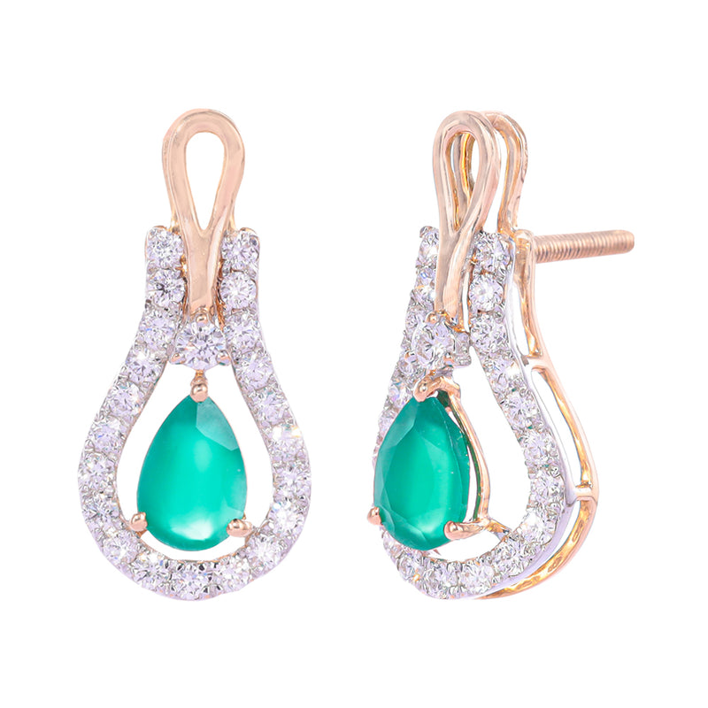 Emerald Grace Diamond Drop Earrings zaveribros.com