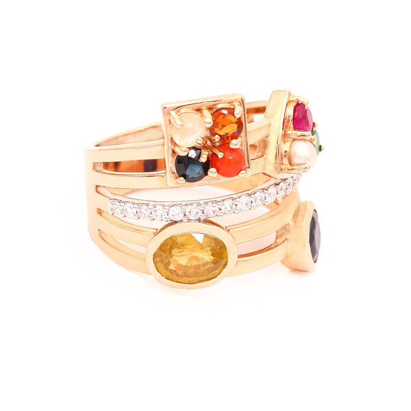 Bold Navratna Stack Ring 1 zaveribros.com