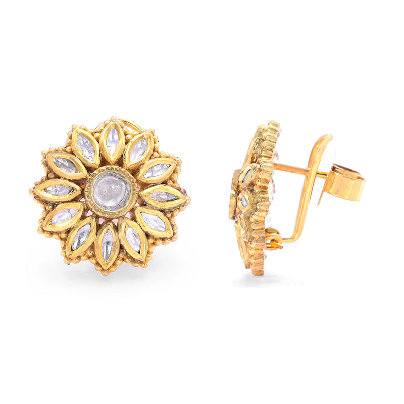 Floral Opulence Polki Stud Earrings zaveribros.com