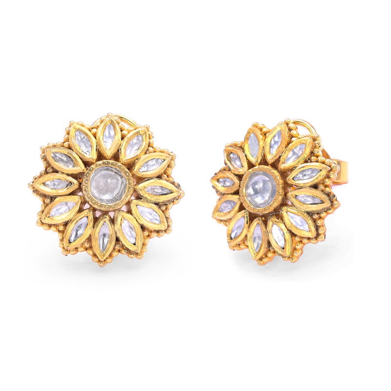 Floral Opulence Polki Stud Earrings zaveribros.com