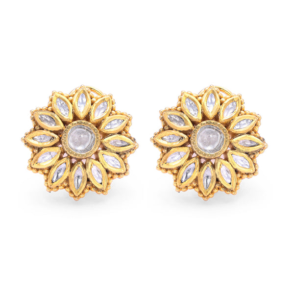 Floral Opulence Polki Stud Earrings zaveribros.com