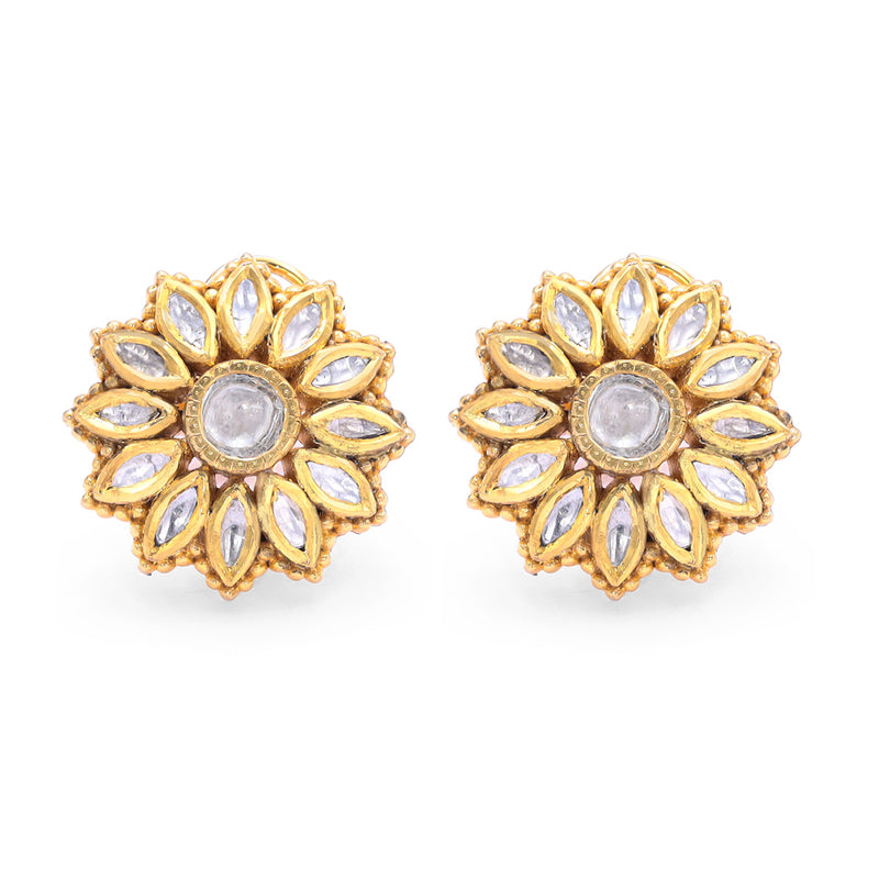 Floral Opulence Polki Stud Earrings zaveribros.com