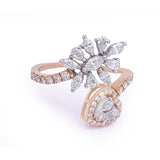 Floral Heart Gold Diamond Ring zaveribros.com