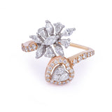 Floral Heart Gold Diamond Ring zaveribros.com