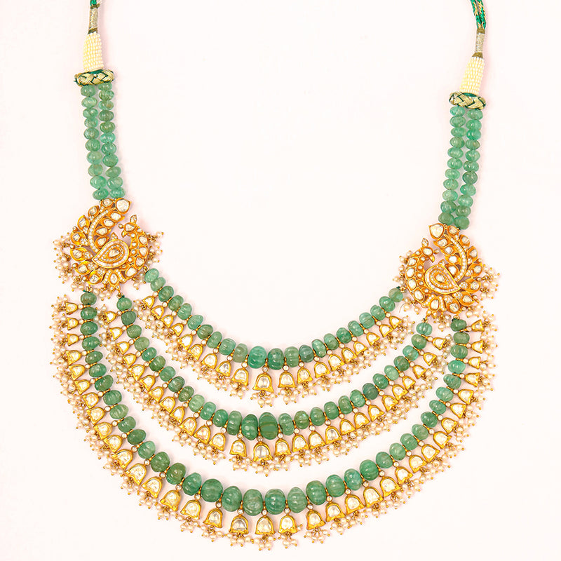 Emerald Elegance Polki Necklace zaveribros.com