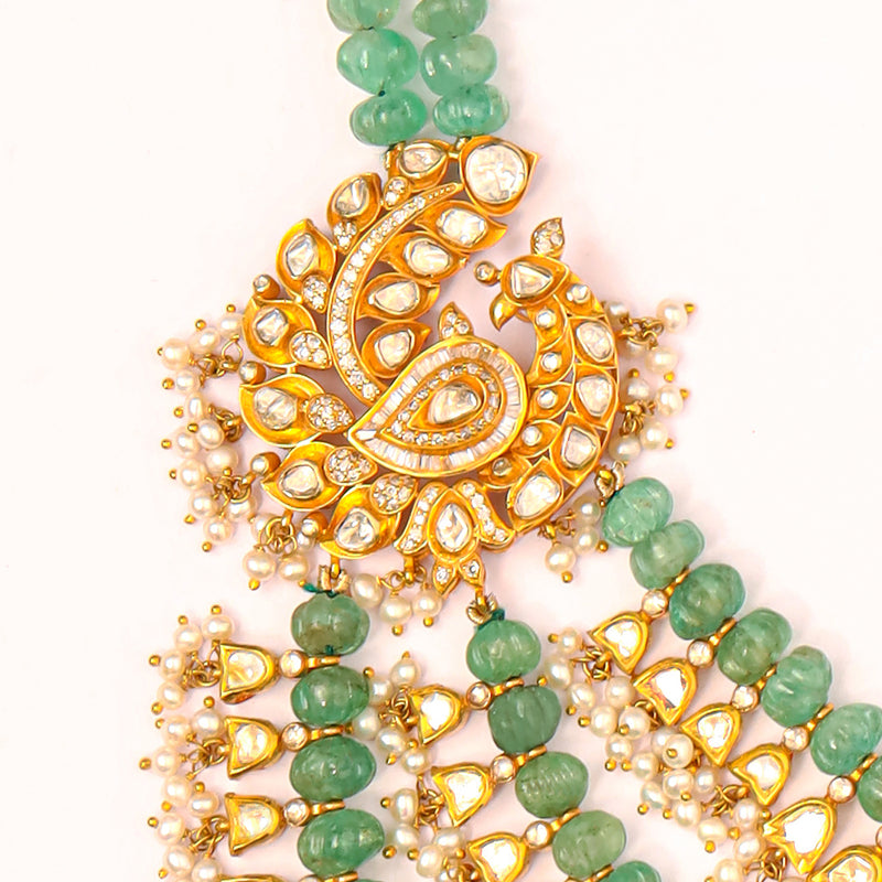 Emerald Elegance Polki Necklace zaveribros.com