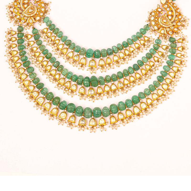 Emerald Elegance Polki Necklace zaveribros.com