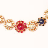 Floral Navratna Gold Necklace zaveribros.com