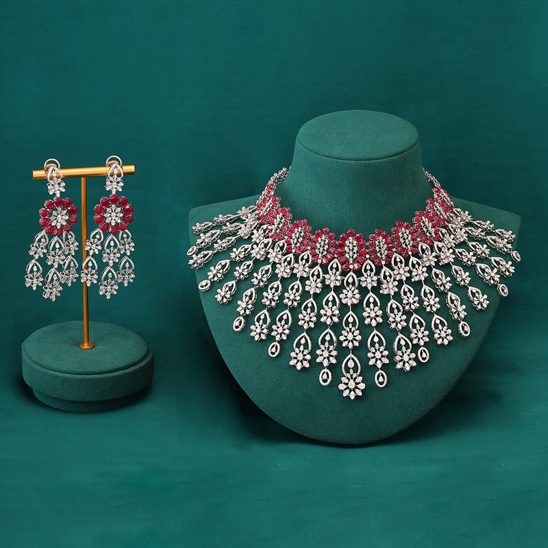 Ruby Floral Diamond Necklace - Main Image